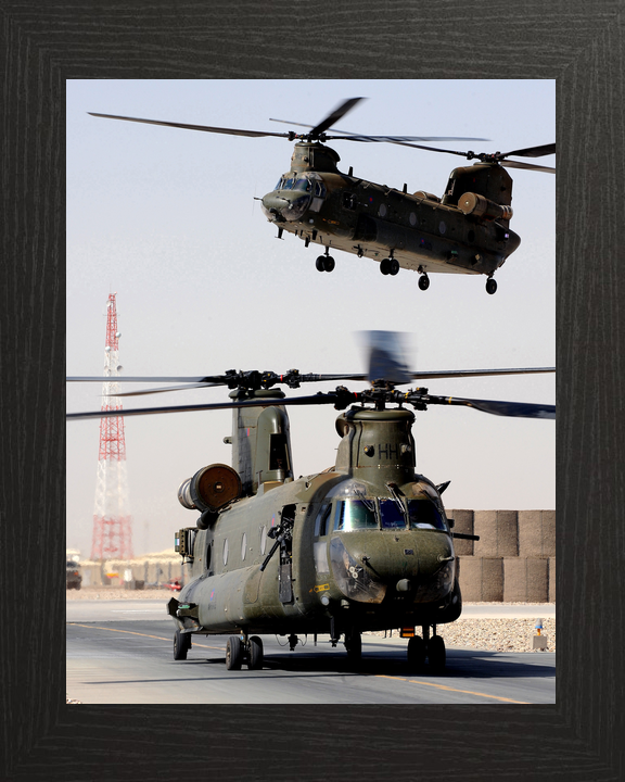 RAF 1310 Flight Chinook Pair Take-Off Bastion October 2011