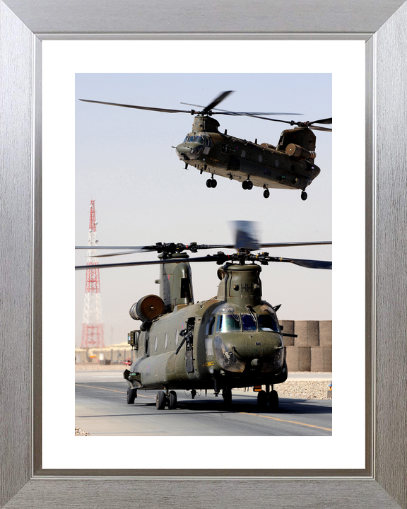 RAF 1310 Flight Chinook Pair Take-Off Bastion October 2011