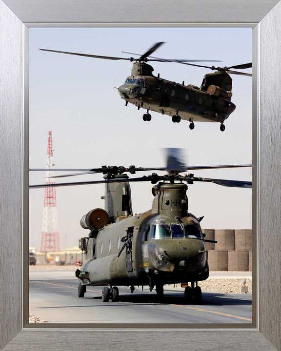 RAF 1310 Flight Chinook Pair Take-Off Bastion October 2011