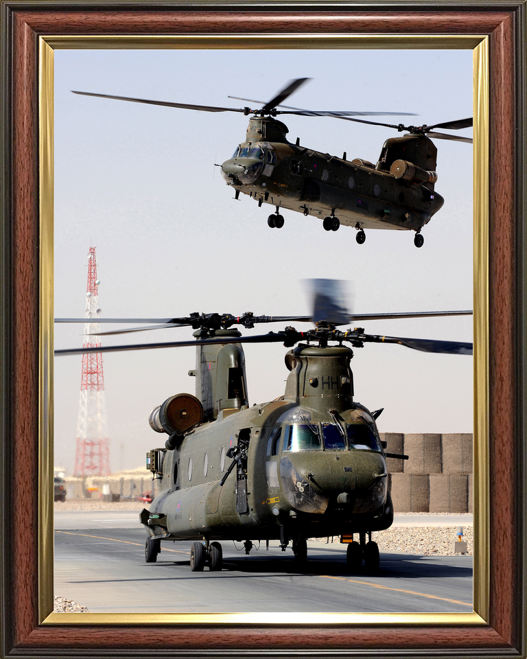 RAF 1310 Flight Chinook Pair Take-Off Bastion October 2011