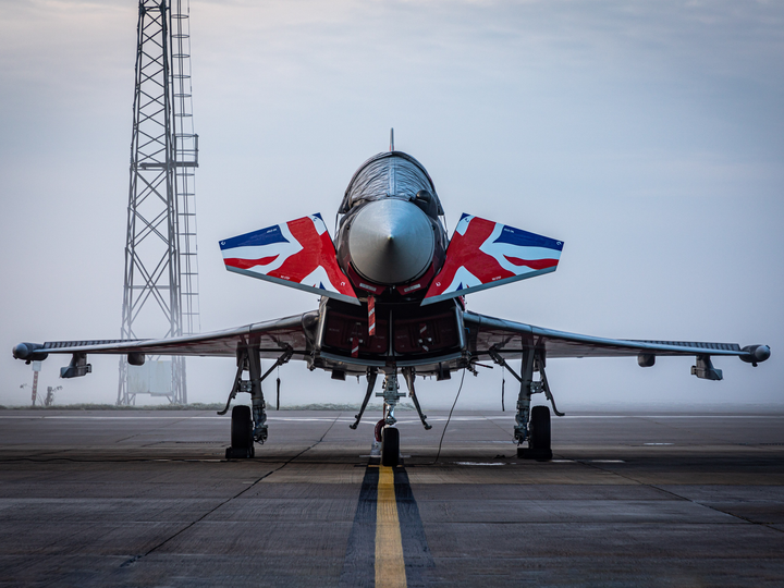 RAF Typhoon with Union Jacks on a runway Photo Print - Royal Air Force Aircraft Hampshire Prints 6 x 4 No Frame No