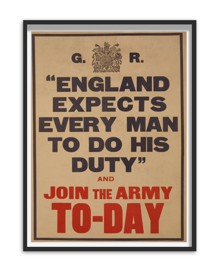 England expects every man to do his duty and join the army to-day | British World War One Recruitment Poster Posters, Prints, & Visual Artwork Hampshire Prints