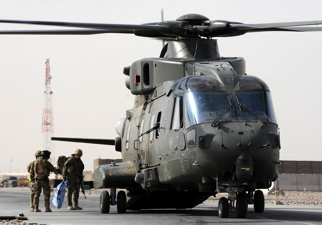 RAF Merlin HC3 Embarking Troops Camp Bastion October 2011