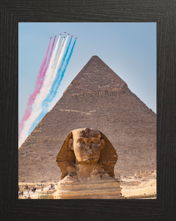 RAF Red Arrows over Egypt Photo Print - Royal Air Force Aircraft Hampshire Prints 10 x 8 Black Frame No