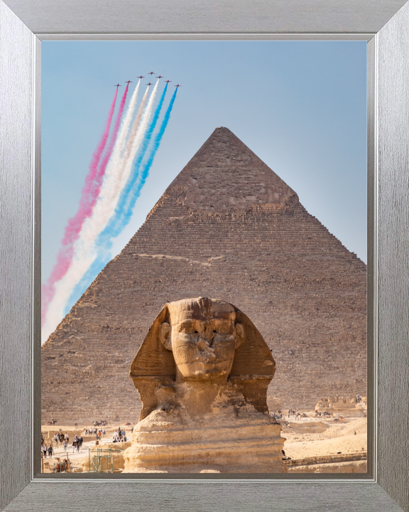 RAF Red Arrows over Egypt Photo Print - Royal Air Force Aircraft Hampshire Prints 10 x 8 Silver Frame No