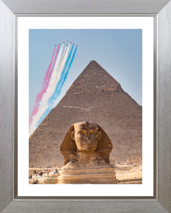 RAF Red Arrows over Egypt Photo Print - Royal Air Force Aircraft Hampshire Prints 10 x 8 Silver Frame Yes