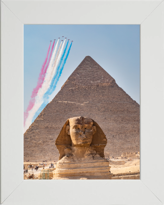 RAF Red Arrows over Egypt Photo Print - Royal Air Force Aircraft Hampshire Prints 10 x 8 White Frame No