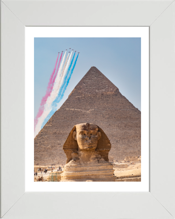 RAF Red Arrows over Egypt Photo Print - Royal Air Force Aircraft Hampshire Prints 10 x 8 White Frame Yes