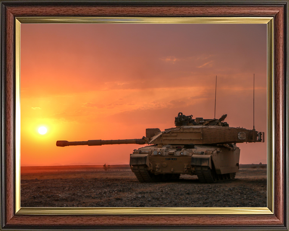 British Army Challenger 2 Tank Orange Sky Oman 2018