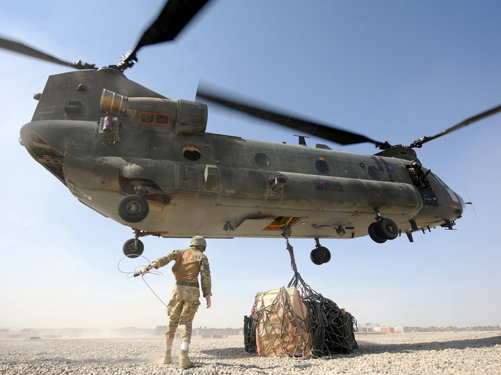 RAF 1310 Flight Chinook Underslung Load Bastion October 2011
