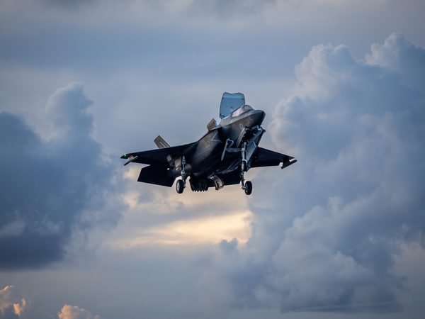 Royal Navy F-35B Lightning Fading Light Approach 2025