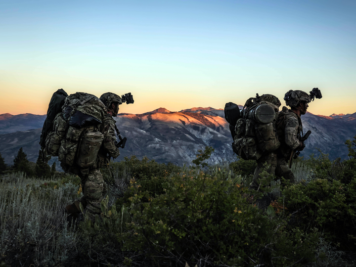 Royal Marines on Patrol at Sunset Photo Print - 45 Commando
