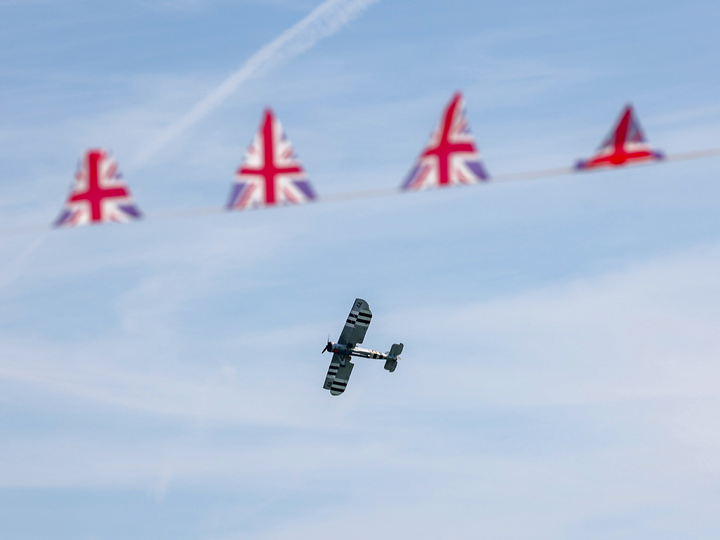 Swordfish Plane flies behind Union Jack Bunting Photo Print - Royal Navy Aircraft Posters, Prints, & Visual Artwork Hampshire Prints 6 x 4 No Frame No