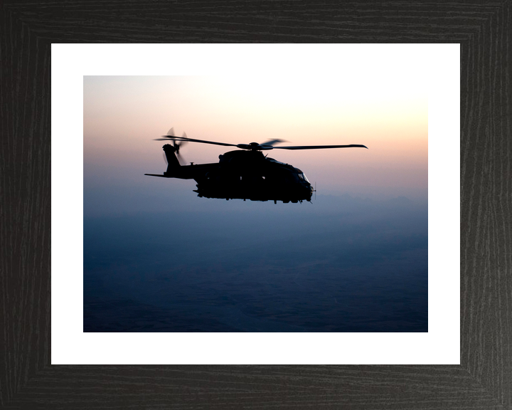 RAF Merlin Helicopter Dawn Silhouette Afghanistan July 2012