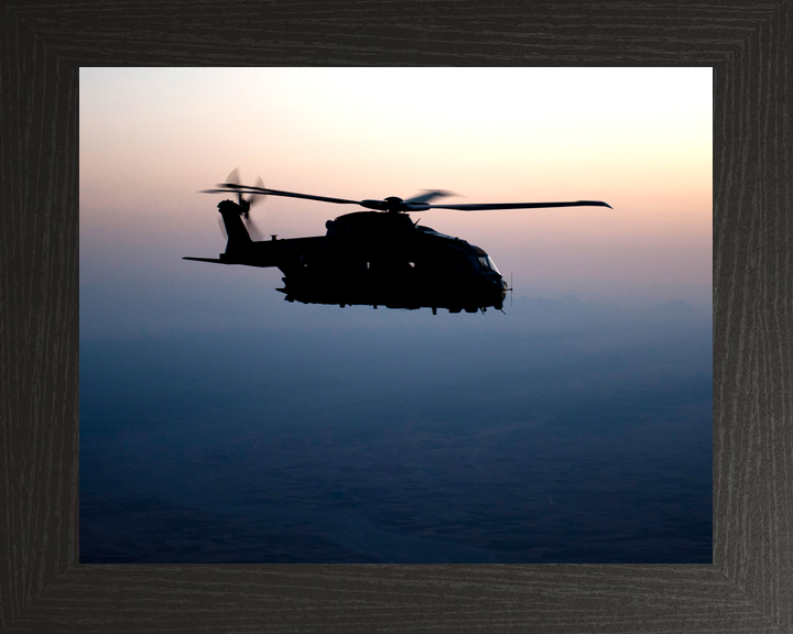 RAF Merlin Helicopter Dawn Silhouette Afghanistan July 2012