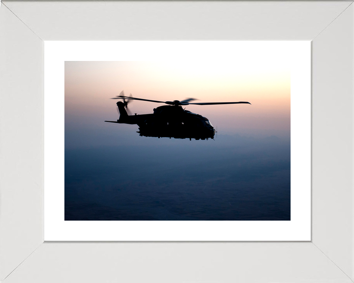 RAF Merlin Helicopter Dawn Silhouette Afghanistan July 2012