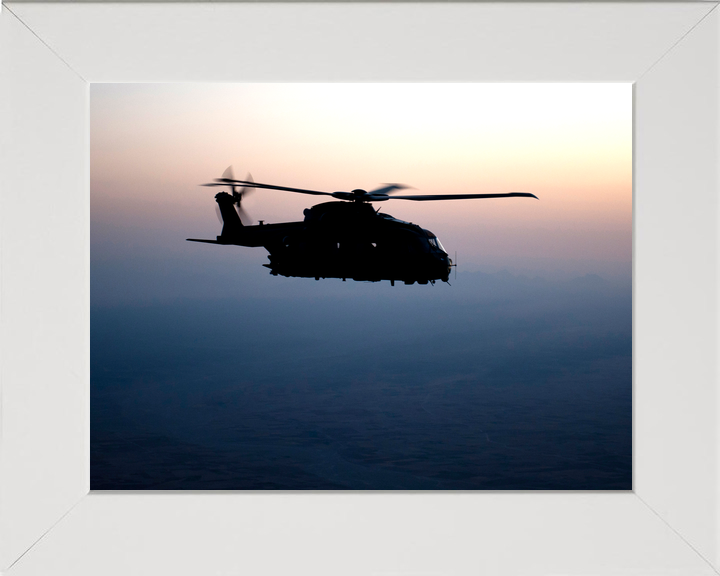 RAF Merlin Helicopter Dawn Silhouette Afghanistan July 2012
