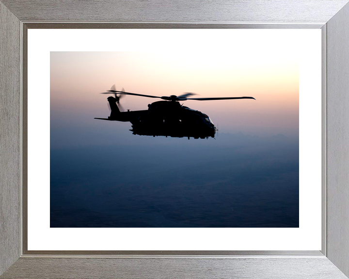 RAF Merlin Helicopter Dawn Silhouette Afghanistan July 2012