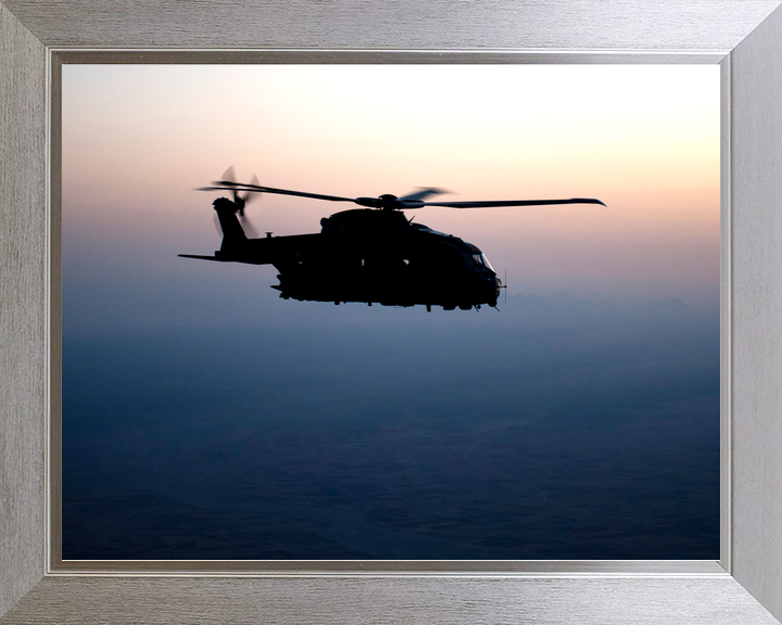 RAF Merlin Helicopter Dawn Silhouette Afghanistan July 2012