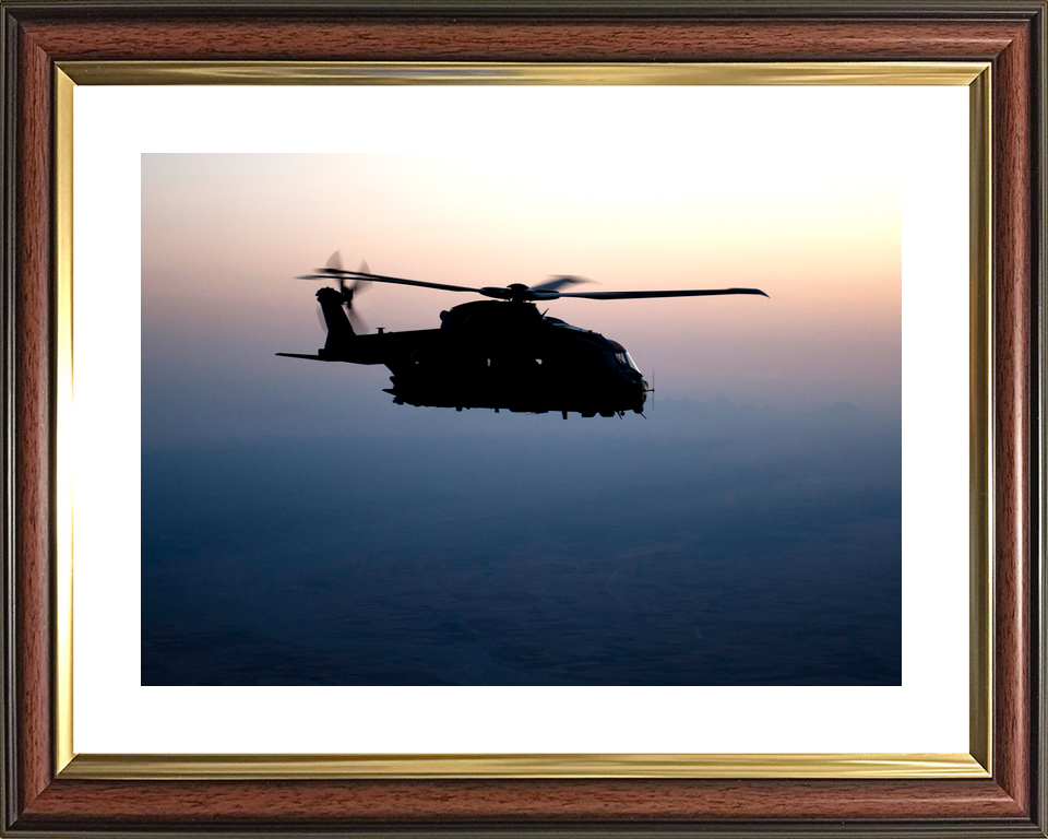 RAF Merlin Helicopter Dawn Silhouette Afghanistan July 2012
