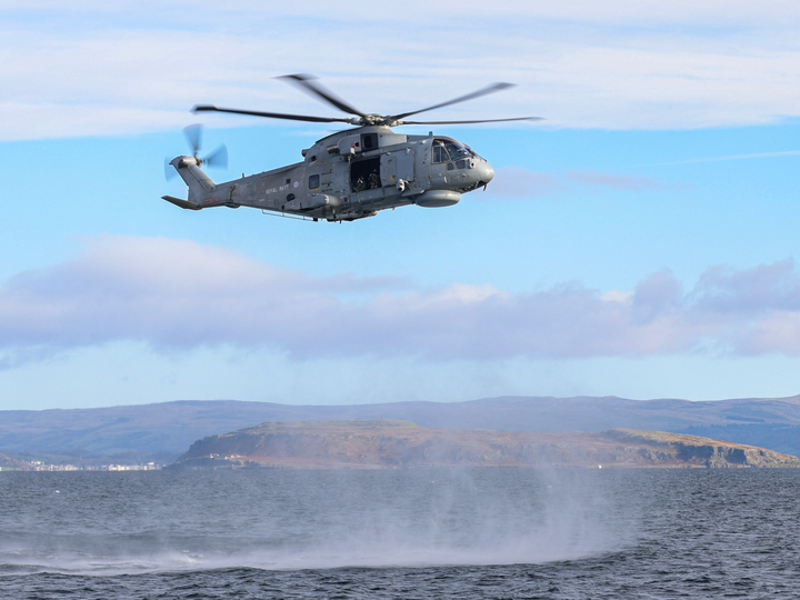 Merlin Helicopter Hovering above the sea Photo Print - Royal Navy Aircraft