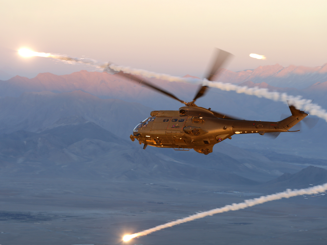 RAF 33 Squadron Puma HC2 Flares Afghanistan December 2015