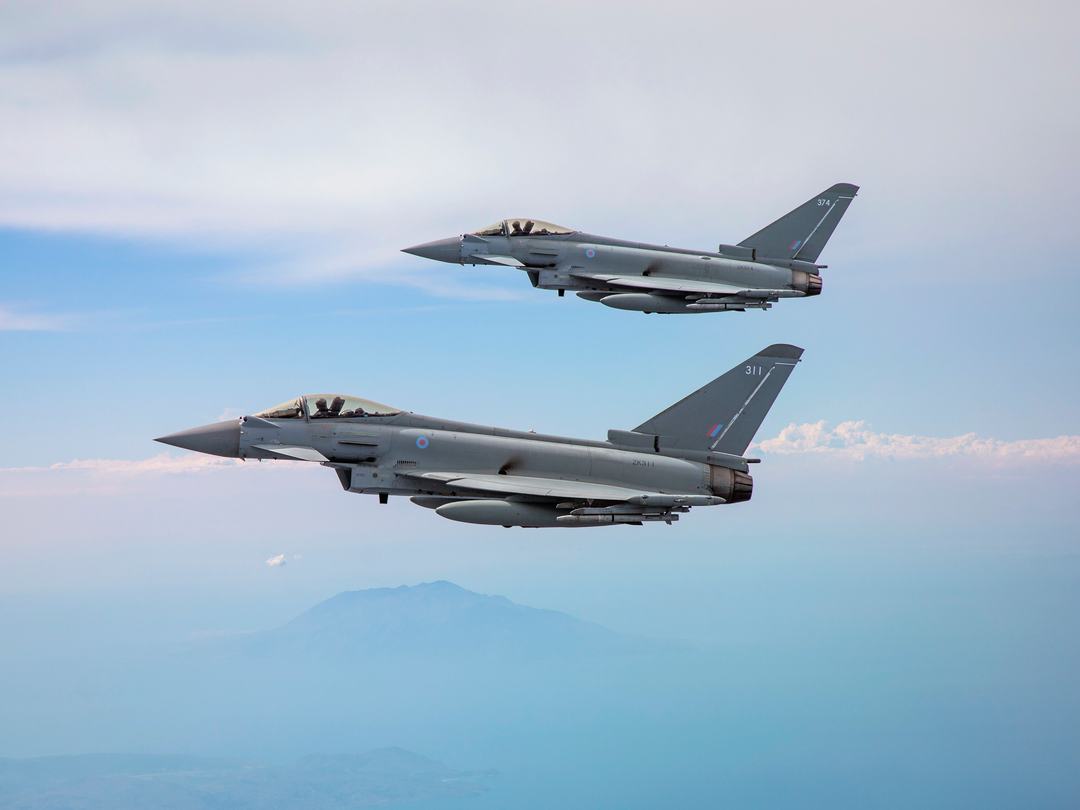 Two RAF Typhoon jets in flight Photo Print - Royal Air Force Aircraft Hampshire Prints 6 x 4 No Frame No