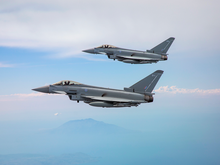 Two RAF Typhoon jets in flight Photo Print - Royal Air Force Aircraft Hampshire Prints 6 x 4 No Frame No