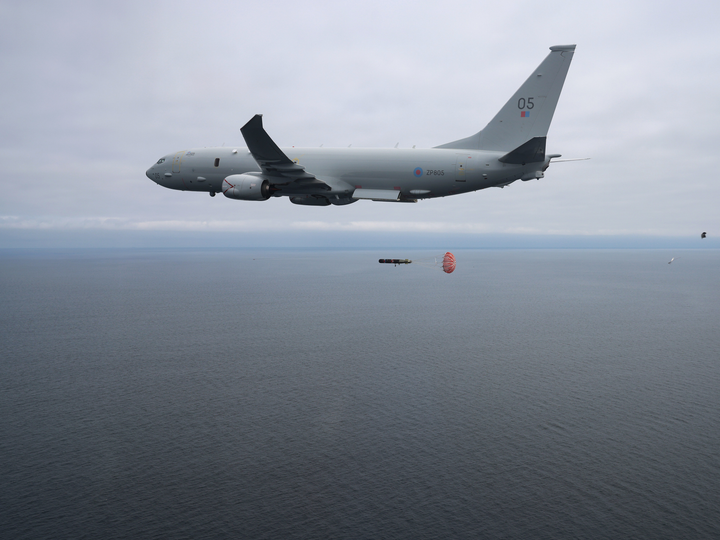 RAF Poseidon (P-8A) releasing a torpedo Photo Print - Royal Air Force Aircraft Hampshire Prints 6 x 4 No Frame No