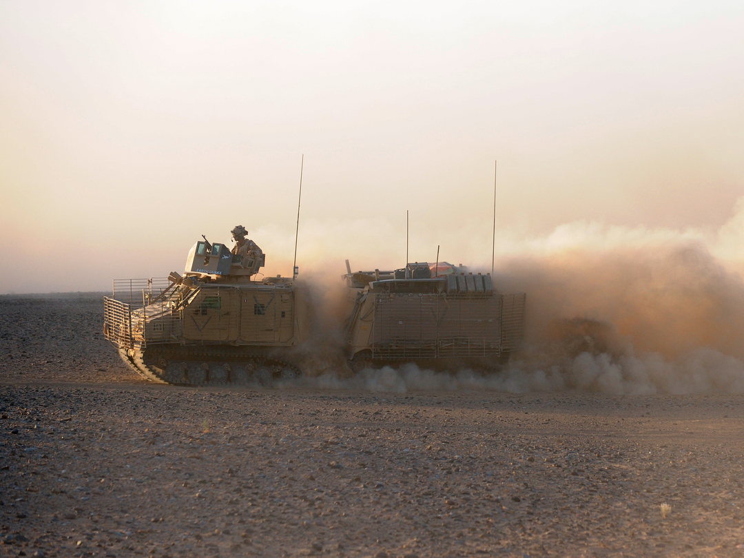 British Army Viking Armoured Vehicle Dust Helmand 2009