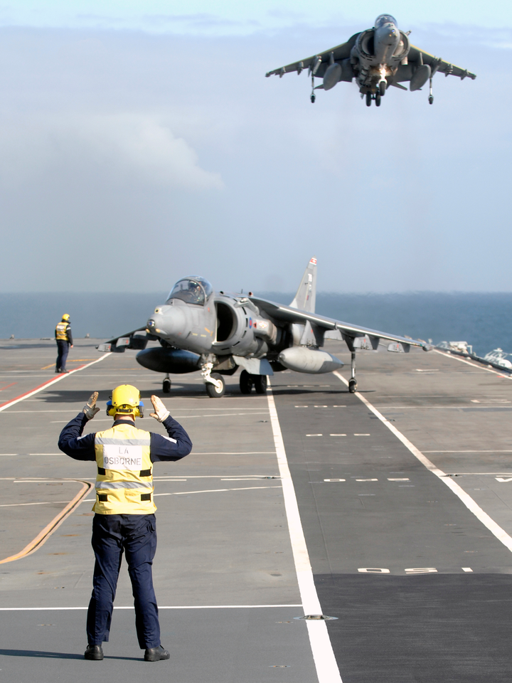 Two Harrier Jets Landing on the Flight deck of HMS Illustrious Photo Print - Royal Navy Aircraft Posters, Prints, & Visual Artwork Hampshire Prints 6 x 4 No Frame No