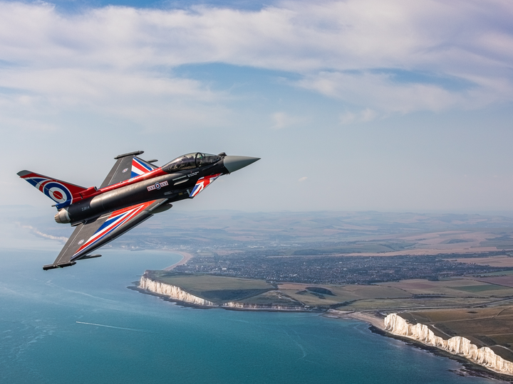 RAF Typhoon over the white cliffs of Dover Photo Print - Royal Air Force Aircraft Hampshire Prints 6 x 4 No Frame No