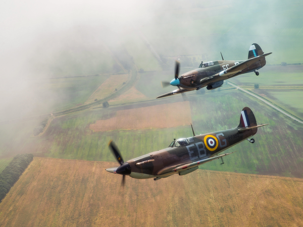 RAF Spitfire and Hurricane in Flight July 2016