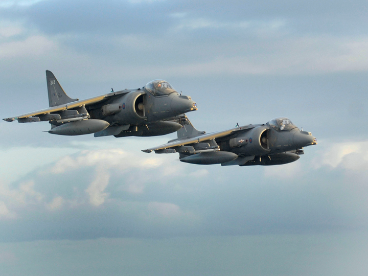Two Harrier Flyover in formation Photo Print - Royal Navy Aircraft Posters, Prints, & Visual Artwork Hampshire Prints 6 x 4 No Frame No