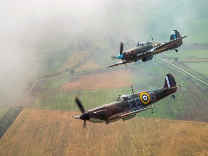 RAF Spitfire and Hurricane in flight Photo Print - Royal Air Force Aircraft Hampshire Prints 6 x 4 No Frame No