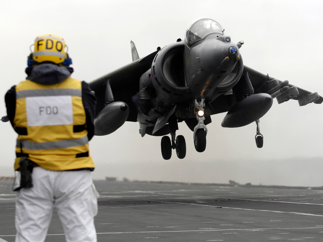Harrier GR9 With Flight Deck Officer (FDO) Photo Print - Royal Navy Aircraft Posters, Prints, & Visual Artwork Hampshire Prints 6 x 4 No Frame No