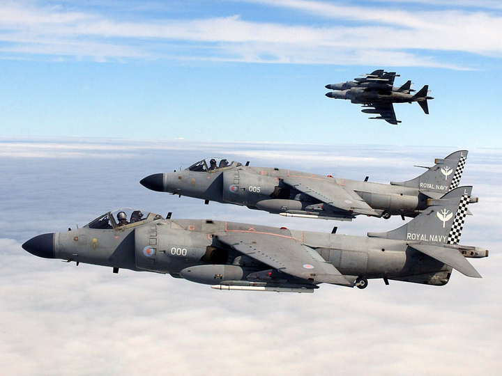 Four Harrier FA2 Jets Flying in Formation Photo Print - Royal Navy Aircraft Posters, Prints, & Visual Artwork Hampshire Prints 6 x 4 No Frame No