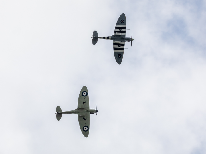 RAF Spitfire MK Vb and Spitfire MK11a in flight Photo Print - Royal Air Force Aircraft Hampshire Prints 6 x 4 No Frame No