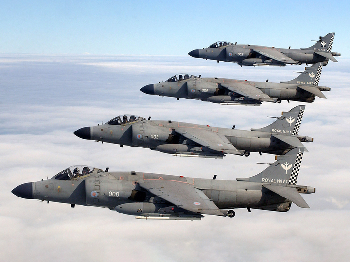 Four Harrier FA2 Jets Flying in Close Formation Photo Print - Royal Navy Aircraft Posters, Prints, & Visual Artwork Hampshire Prints 6 x 4 No Frame No