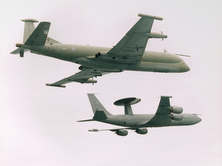 RAF Nimrod R1 and Sentry AEW1 in flight Photo Print - Royal Air Force Aircraft Hampshire Prints 6 x 4 No Frame No