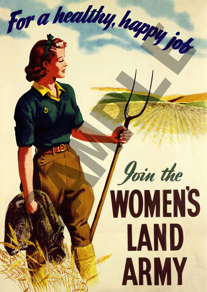 For a healthy happy job join the Women's Land Army | World War Two Recruitment Poster Posters, Prints, & Visual Artwork Hampshire Prints A4
