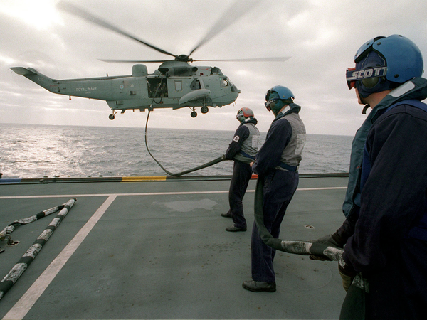 Royal Navy Sea King Helicopter Refuelling