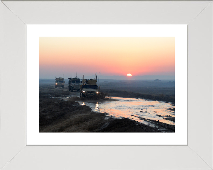 British Army 3 MERCIAN Husky Convoy Sunset January 2014