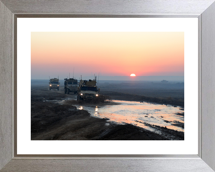 British Army 3 MERCIAN Husky Convoy Sunset January 2014