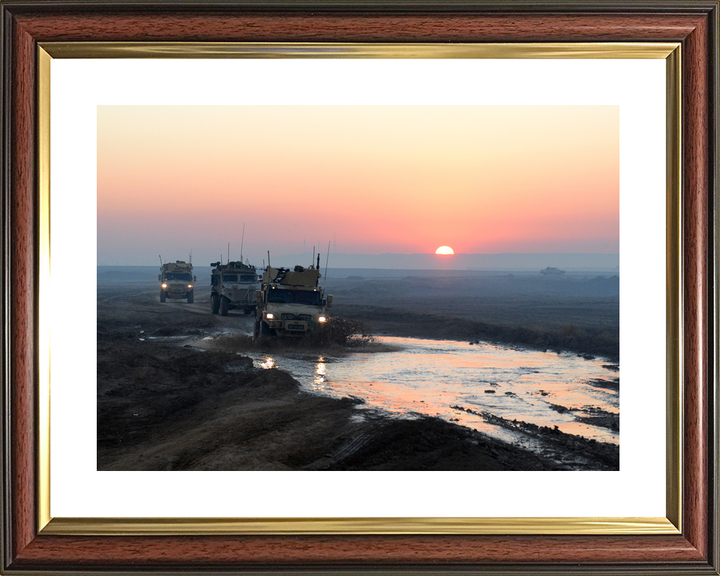 British Army 3 MERCIAN Husky Convoy Sunset January 2014