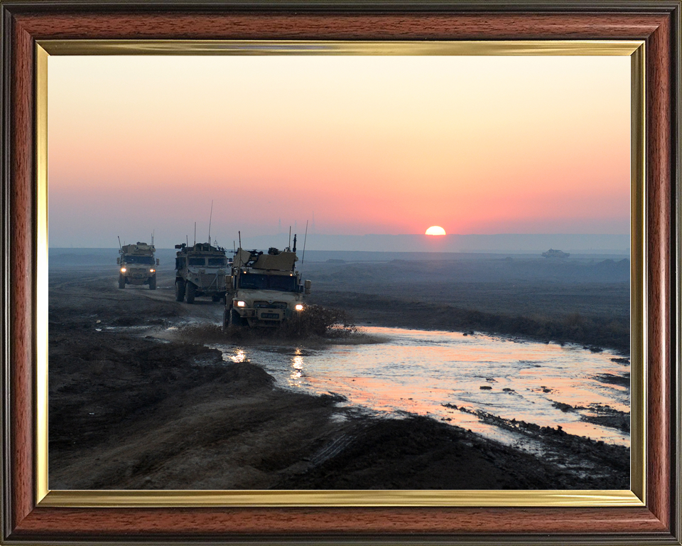 British Army 3 MERCIAN Husky Convoy Sunset January 2014