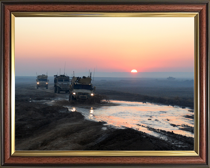 British Army 3 MERCIAN Husky Convoy Sunset January 2014