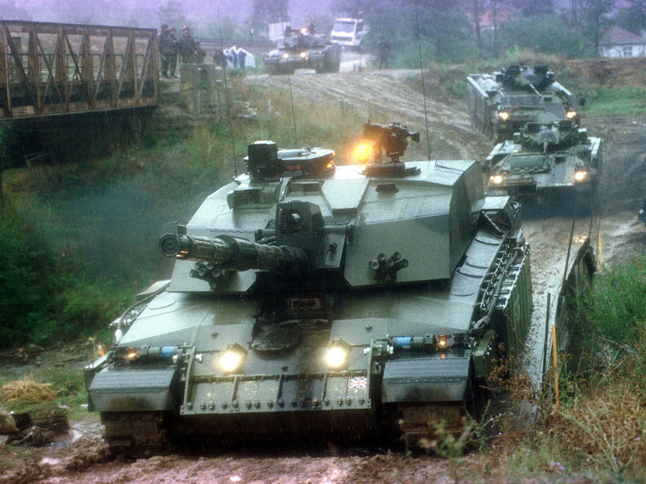 British Army Challenger 2 Leads Warriors Kosovo September 2000