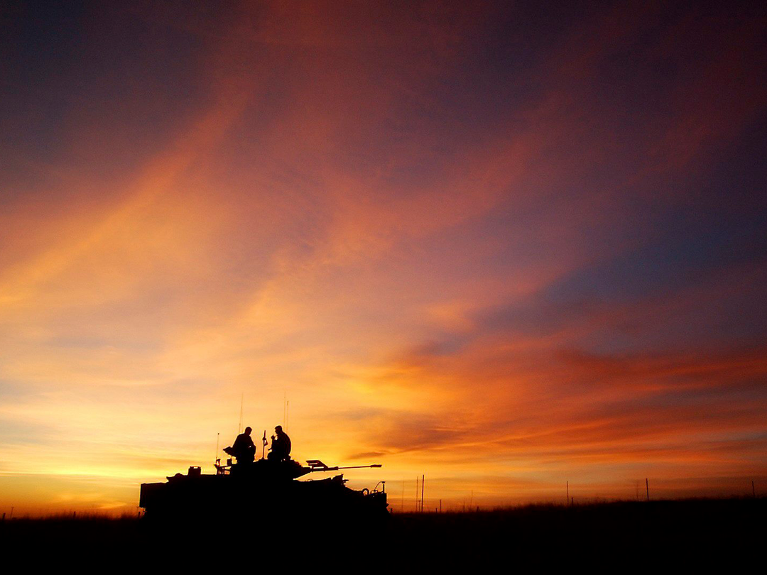 British Army 1 PWRR Warrior Sunset BATUS September 2003