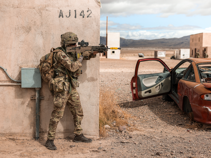 Rifleman with rifle in the supporting standing position Photo Print - British Army